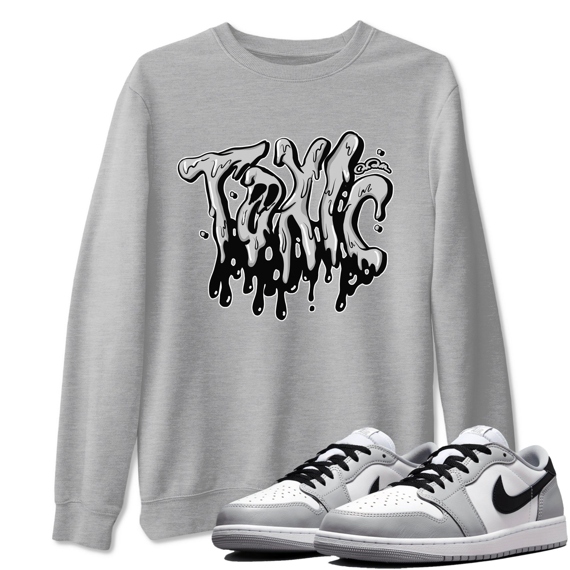 1s Wolf Grey shirts to match jordans Toxic sneaker match tees Air Jordan 1 Wolf Grey SNRT Sneaker Tees streetwear brand Heather Grey 1 unisex cotton tee