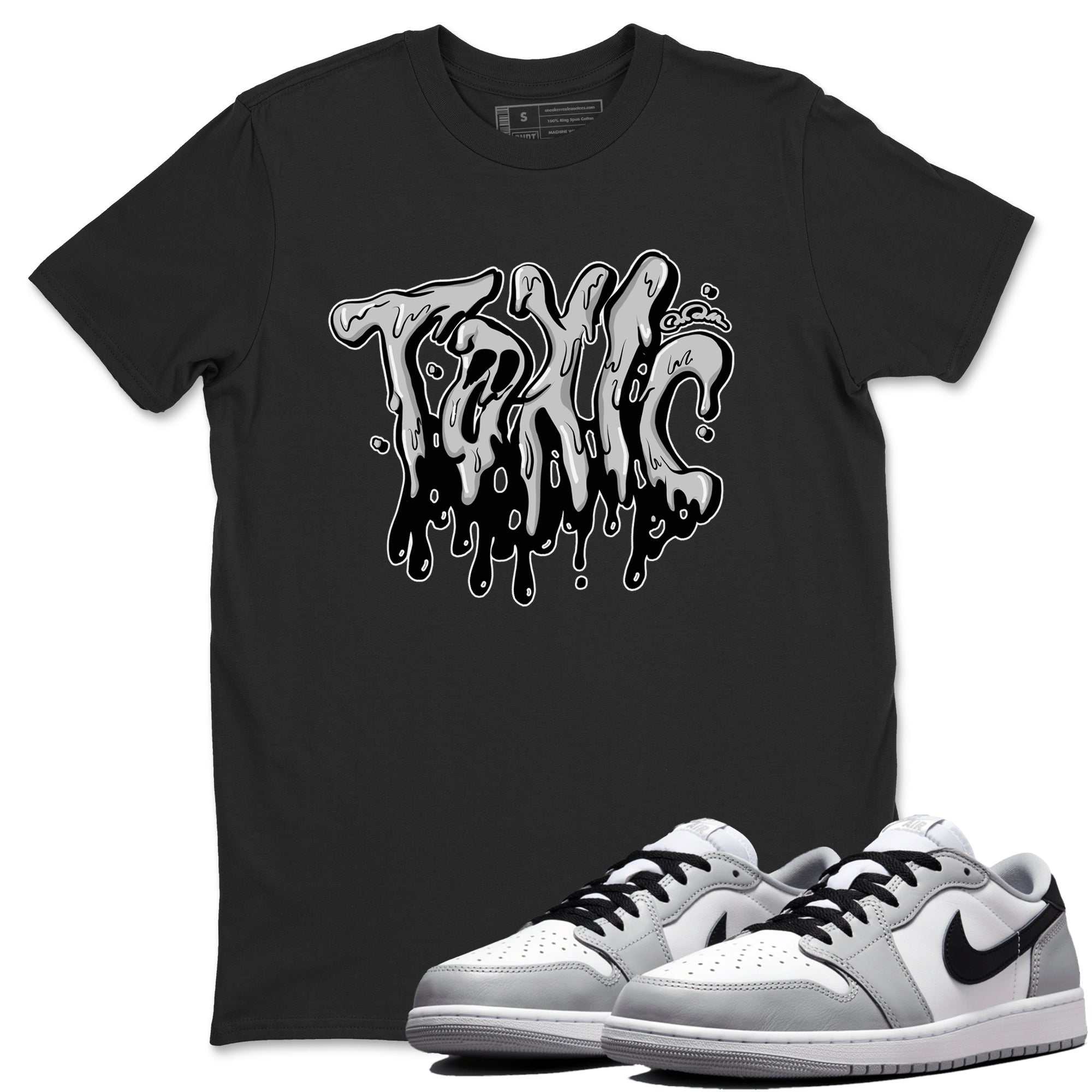 1s Wolf Grey shirts to match jordans Toxic sneaker match tees Air Jordan 1 Wolf Grey SNRT Sneaker Tees streetwear brand Black 1 unisex cotton tee