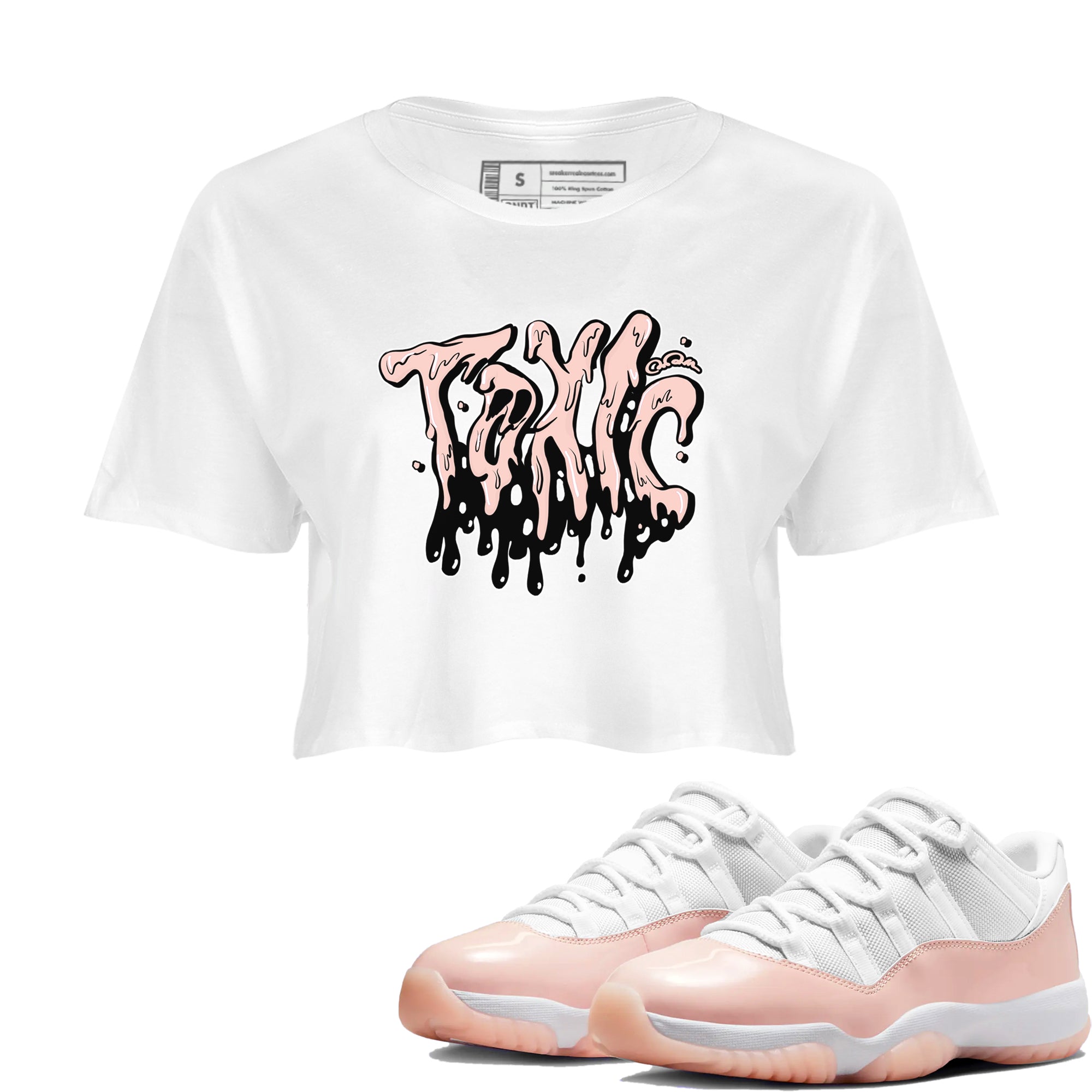 11s Legend Pink shirts to match jordans Toxic sneaker match tees Air Jordan 11 Legend Pink SNRT Sneaker Tees streetwear brand White 1 crop tee