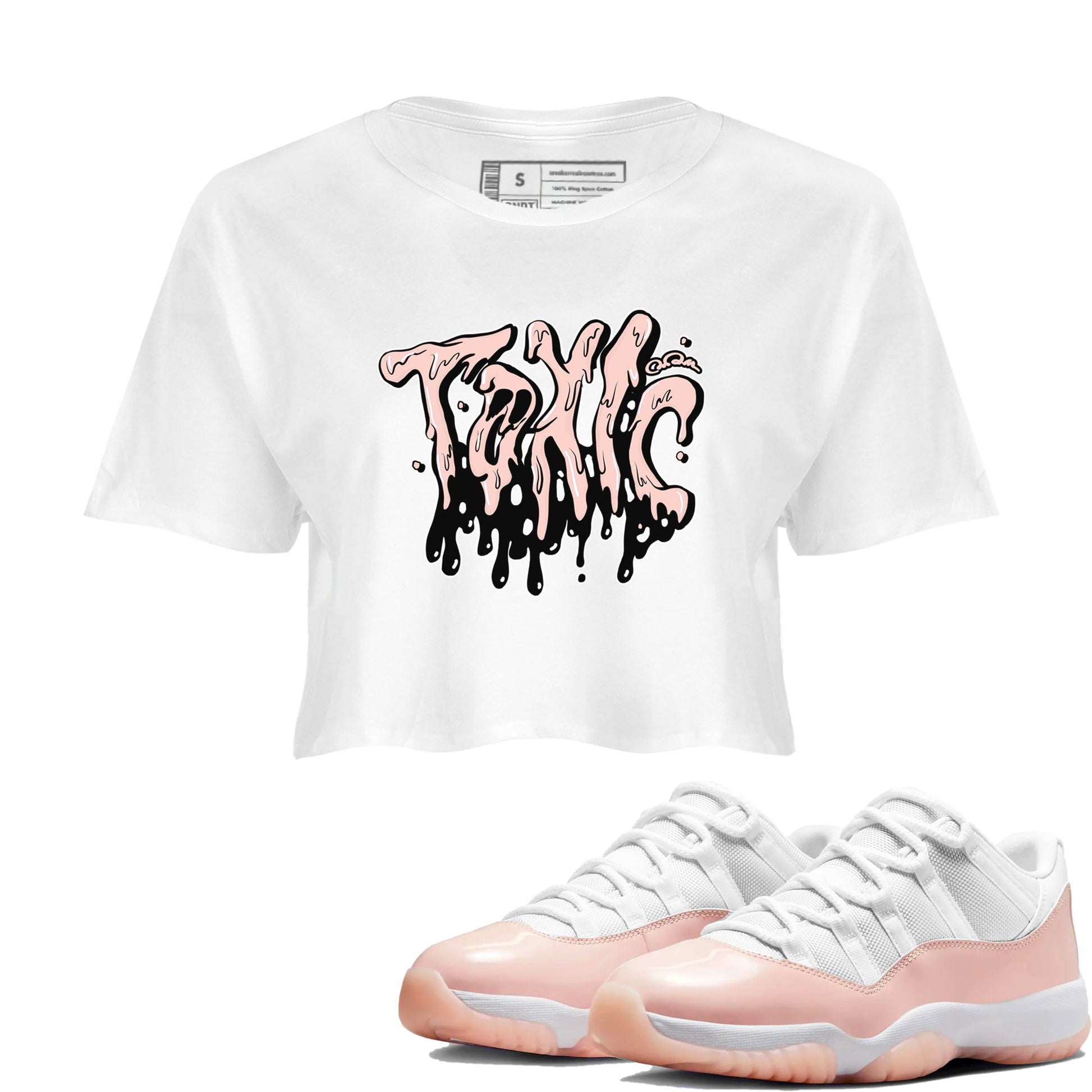 11s Legend Pink shirts to match jordans Toxic sneaker match tees Air Jordan 11 Legend Pink SNRT Sneaker Tees streetwear brand White 1 crop tee