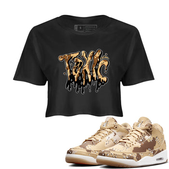 AJ3 Desert Camo shirts to match jordans Toxic sneaker match tees Air Jordan 3 Desert Camo SNRT Sneaker Tees streetwear brand Black 1 crop tee