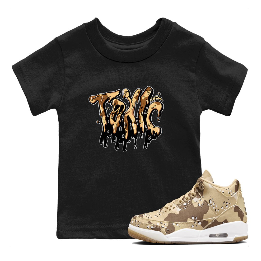 AJ3 Desert Camo shirts to match jordans Toxic sneaker match tees Air Jordan 3 Desert Camo SNRT Sneaker Tees streetwear brand Baby and Youth Black 1 cotton tee