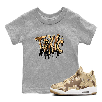 AJ3 Desert Camo shirts to match jordans Toxic sneaker match tees Air Jordan 3 Desert Camo SNRT Sneaker Tees streetwear brand Baby and Youth Heather Grey 1 cotton tee
