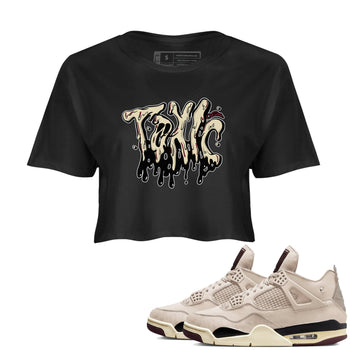 4s A Ma Maniere x Fossil Stone shirts to match jordans Toxic sneaker match tees Air Jordan 4 A Ma Maniere x Fossil Stone match shoes to clothes SNRT Sneaker Tees unisex cotton Black 1 crop tee