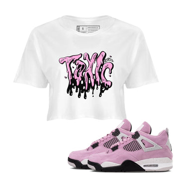 4s Orchid t-shirts to match sneakers Toxic sneaker match tees Air Jordan 4 Orchid match shoes to clothes SNRT Sneaker Tees unisex cotton White 1 crop tee
