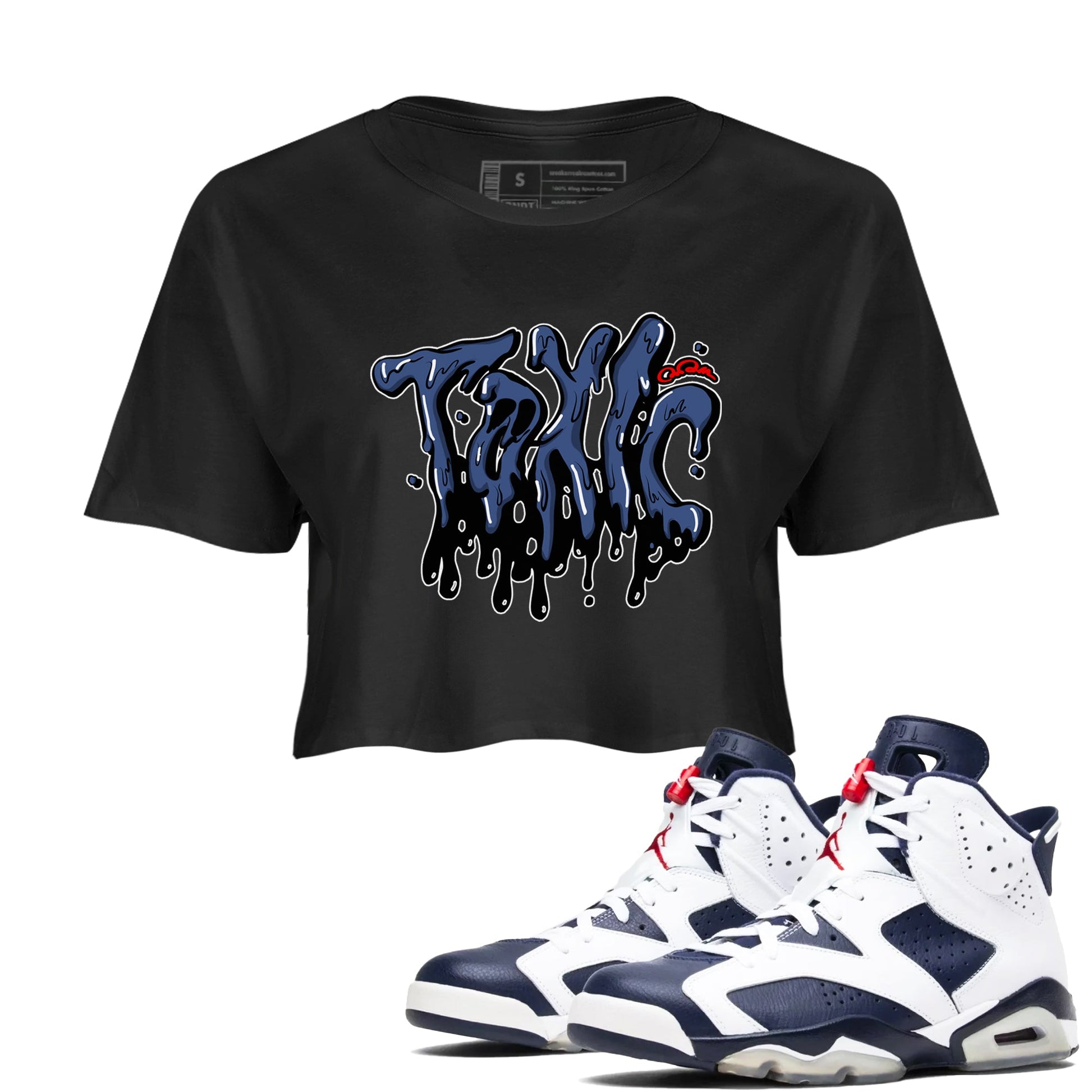 6s White And Midnight Navy shirts to match jordans Toxic sneaker match tees Air Jordan 6 White And Midnight Navy SNRT Sneaker Tees streetwear brand Black 1 crop tee