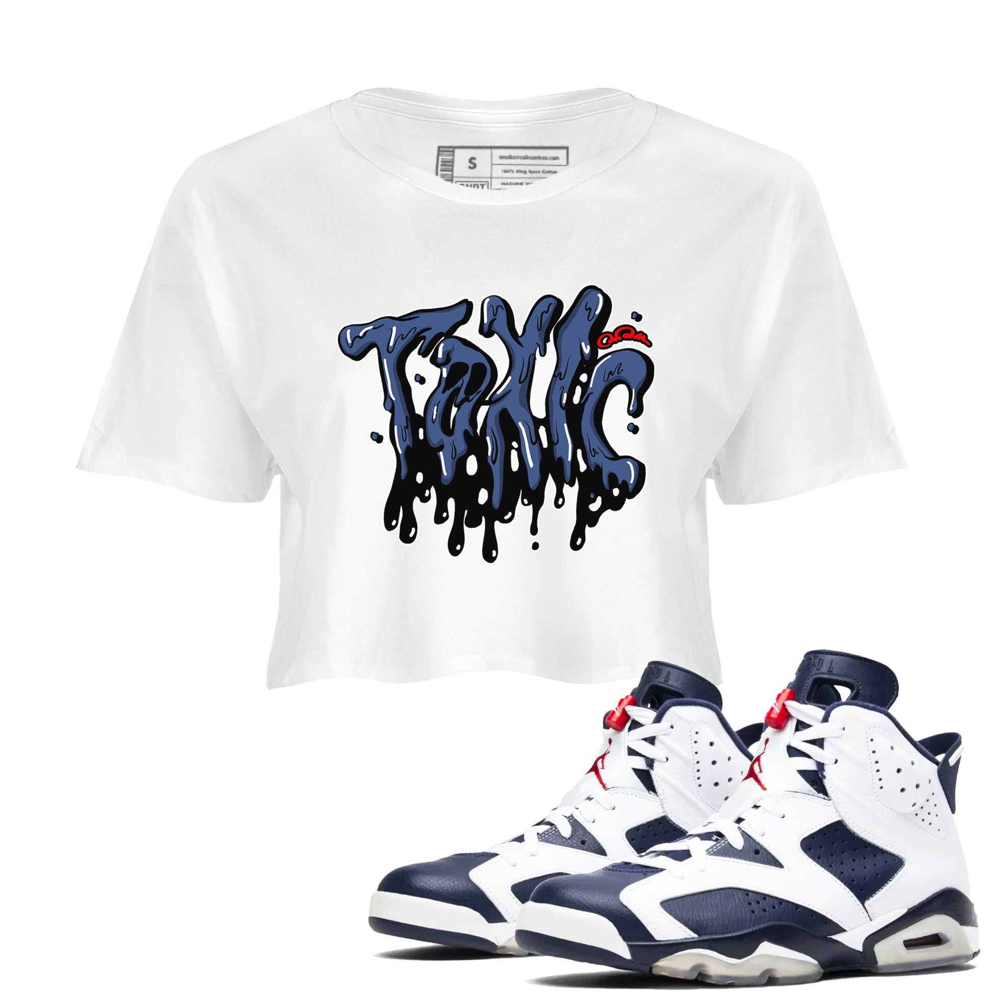 6s White And Midnight Navy shirts to match jordans Toxic sneaker match tees Air Jordan 6 White And Midnight Navy SNRT Sneaker Tees streetwear brand White 1 crop tee