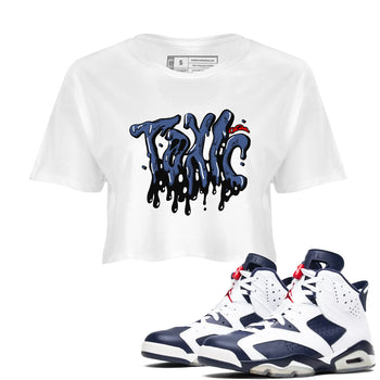 6s White And Midnight Navy shirts to match jordans Toxic sneaker match tees Air Jordan 6 White And Midnight Navy SNRT Sneaker Tees streetwear brand White 1 crop tee