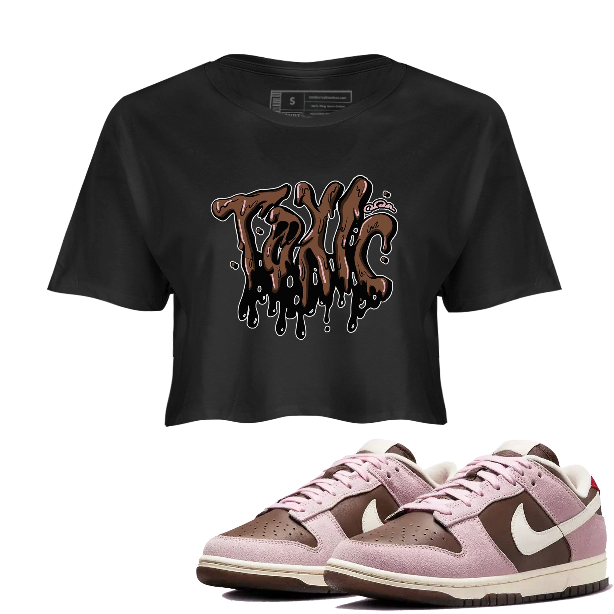 Dunk Cacao Wow And Pink Foam shirts to match jordans Toxic sneaker match tees Dunk Cacao Wow And Pink Foam SNRT Sneaker Tees streetwear brand Black 1 crop tee