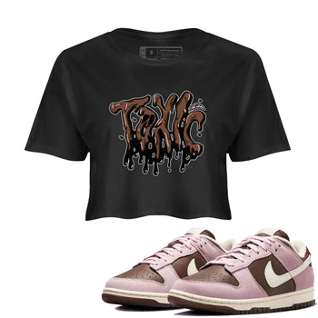 Dunk Cacao Wow And Pink Foam shirts to match jordans Toxic sneaker match tees Dunk Cacao Wow And Pink Foam SNRT Sneaker Tees streetwear brand Black 1 crop tee