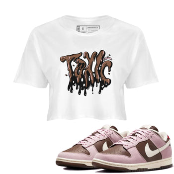 Dunk Cacao Wow And Pink Foam shirts to match jordans Toxic sneaker match tees Dunk Cacao Wow And Pink Foam SNRT Sneaker Tees streetwear brand White 1 crop tee