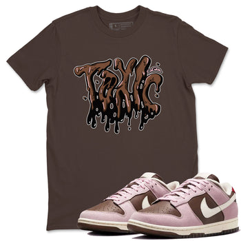 Dunk Cacao Wow And Pink Foam shirts to match jordans Toxic sneaker match tees Dunk Cacao Wow And Pink Foam SNRT Sneaker Tees streetwear brand Dark Chocolate 1 unisex cotton tee