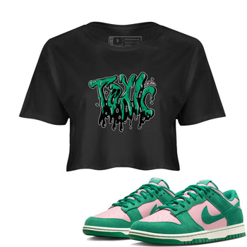 Dunk Low Medium Soft Pink Malachite shirt to match jordans Toxic sneaker tees Dunk Medium Soft Pink Malachite SNRT Sneaker Release Tees Black 1 crop length shirt