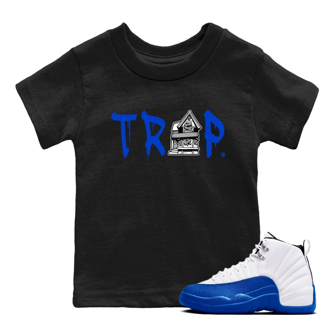 12s Blueberry shirts to match jordans Trap House sneaker match tees Air Jordan 12 White Game Royal match shoes to clothes SNRT Sneaker Tees Youth Baby Black 1 tee