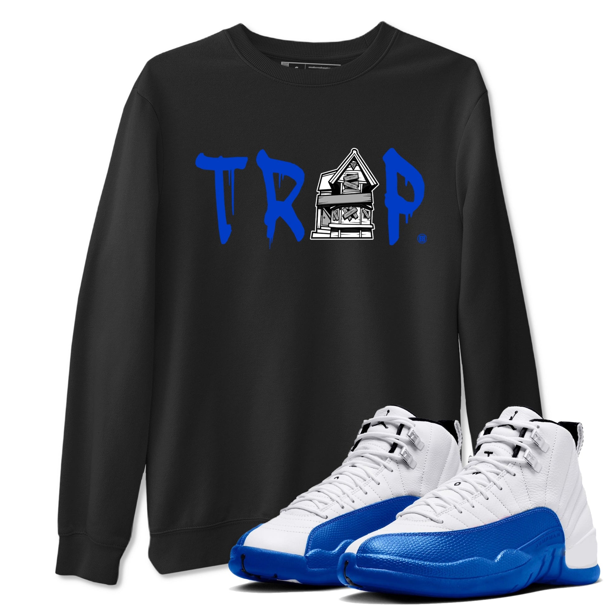 12s Blueberry shirts to match jordans Trap House sneaker match tees Air Jordan 12 White Game Royal match shoes to clothes SNRT Sneaker Tees unisex cotton Black 1 shirts