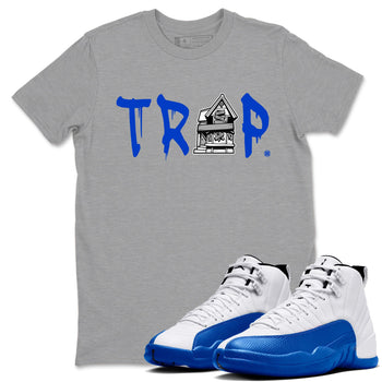 12s Blueberry shirts to match jordans Trap House sneaker match tees Air Jordan 12 White Game Royal match shoes to clothes SNRT Sneaker Tees unisex cotton Heather Grey 1 shirts