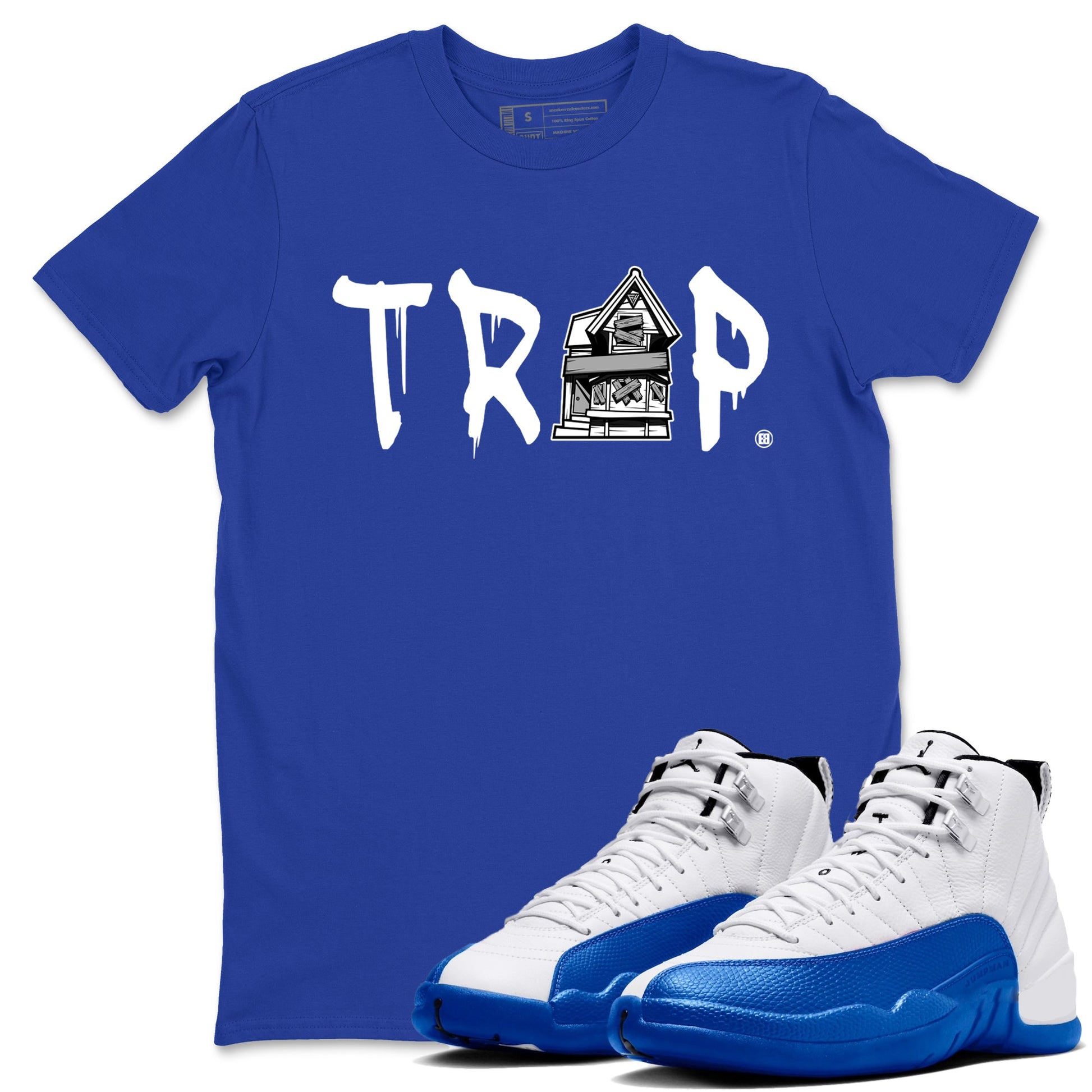12s Blueberry shirts to match jordans Trap House sneaker match tees Air Jordan 12 White Game Royal match shoes to clothes SNRT Sneaker Tees unisex cotton Royal Blue 1 shirts