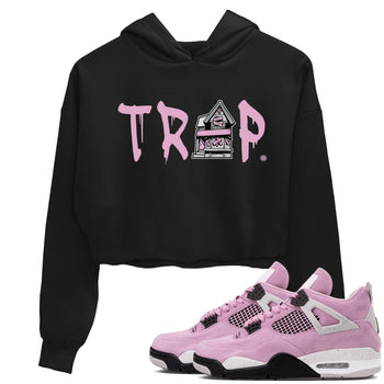 4s Retro Orchid shirts to match jordans Trap House sneaker match tees Air Jordan 4 WMNS Orchid match shoes to clothes SNRT Sneaker Tees unisex cotton Black 1 crop tee