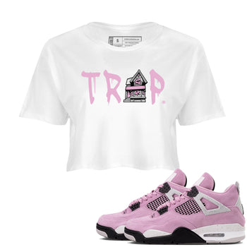 4s Retro Orchid shirts to match jordans Trap House sneaker match tees Air Jordan 4 WMNS Orchid match shoes to clothes SNRT Sneaker Tees unisex cotton White 1 crop tee