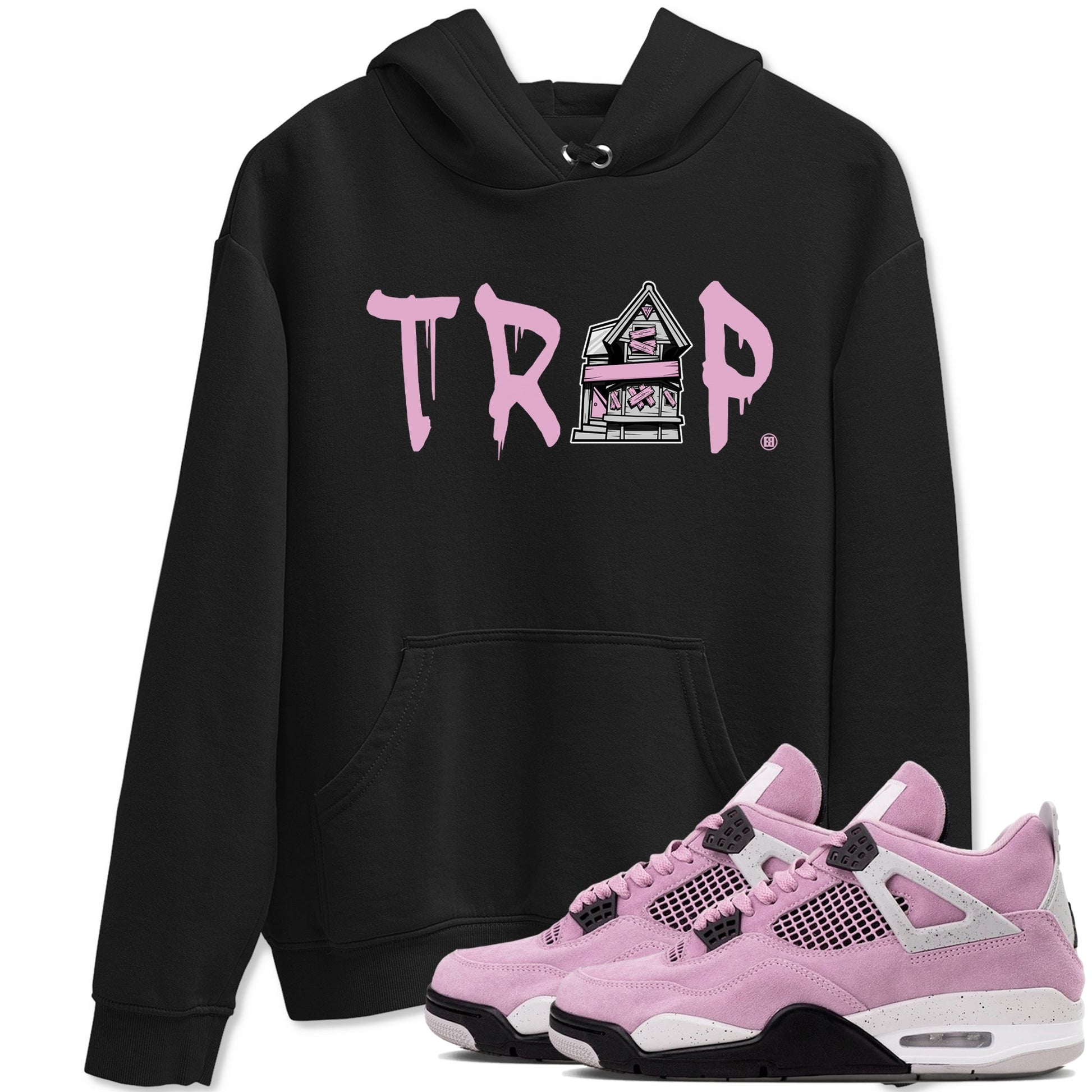 4s Retro Orchid shirts to match jordans Trap House sneaker match tees Air Jordan 4 WMNS Orchid match shoes to clothes SNRT Sneaker Tees unisex cotton Black 1 shirts