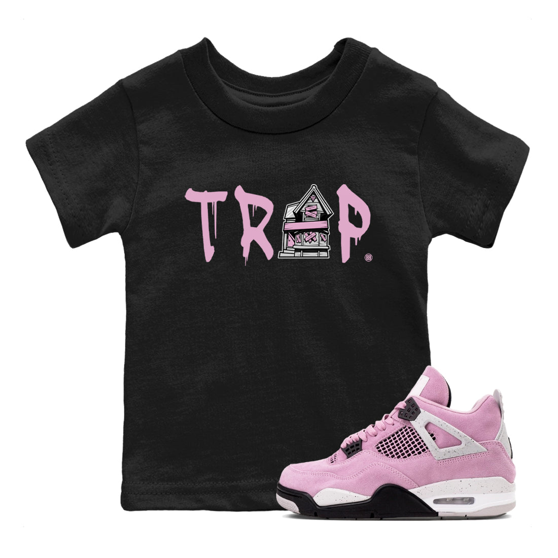 4s Retro Orchid shirts to match jordans Trap House sneaker match tees Air Jordan 4 WMNS Orchid match shoes to clothes SNRT Sneaker Tees Youth Baby Black 1 tee