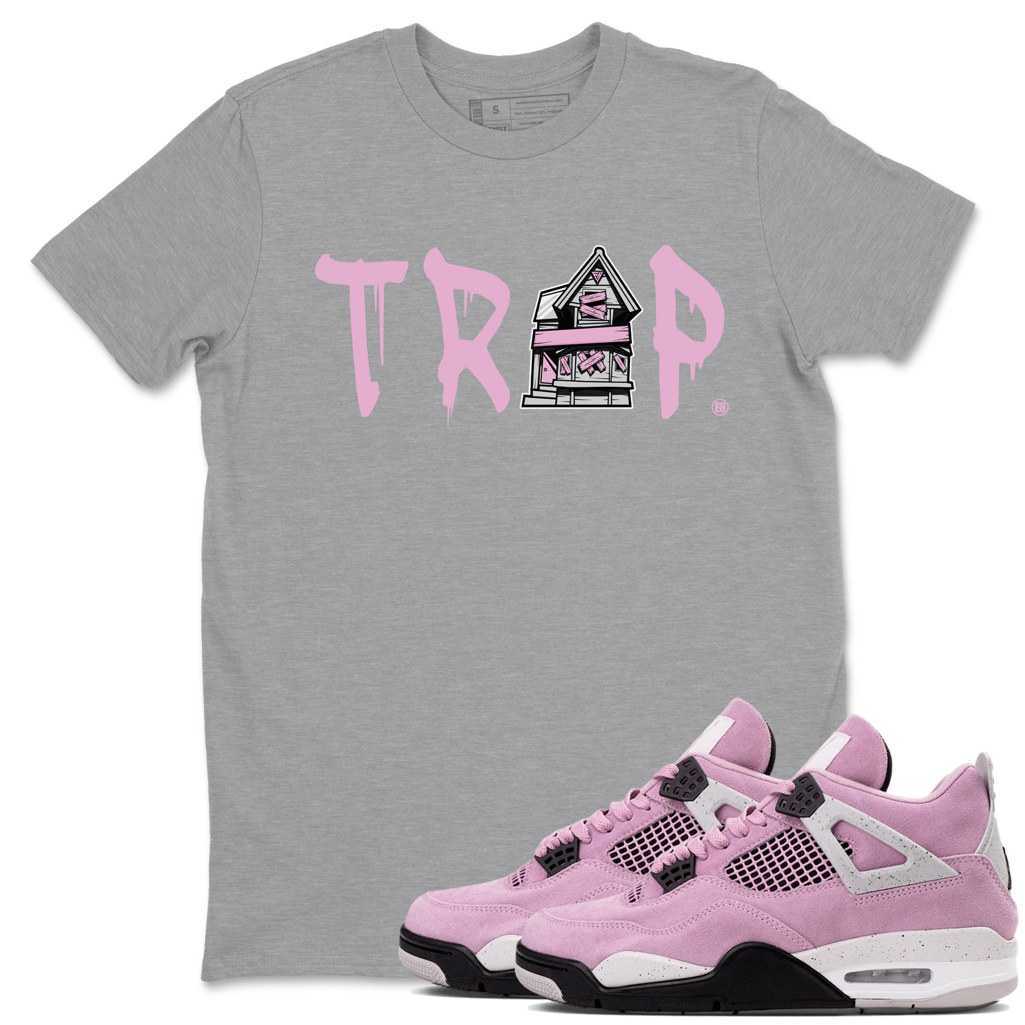 4s Retro Orchid shirts to match jordans Trap House sneaker match tees Air Jordan 4 WMNS Orchid match shoes to clothes SNRT Sneaker Tees unisex cotton Heather Grey 1 shirts