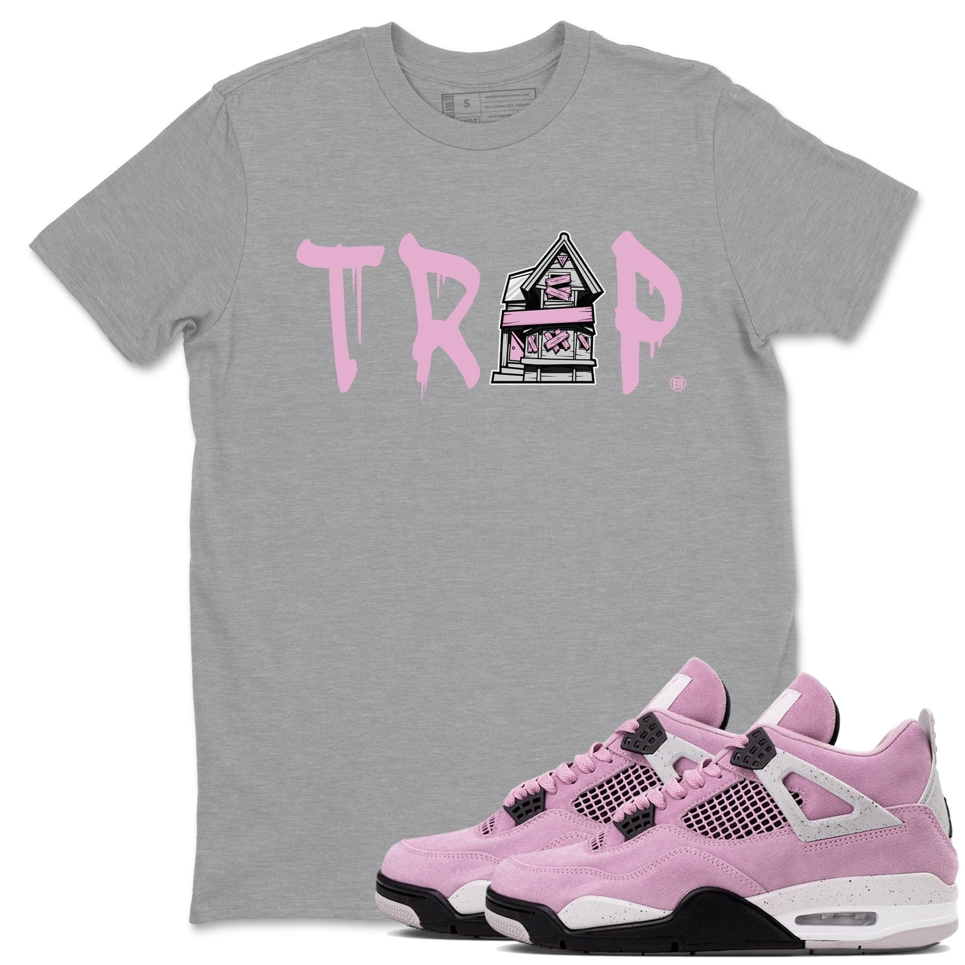 4s Retro Orchid shirts to match jordans Trap House sneaker match tees Air Jordan 4 WMNS Orchid match shoes to clothes SNRT Sneaker Tees unisex cotton Heather Grey 1 shirts