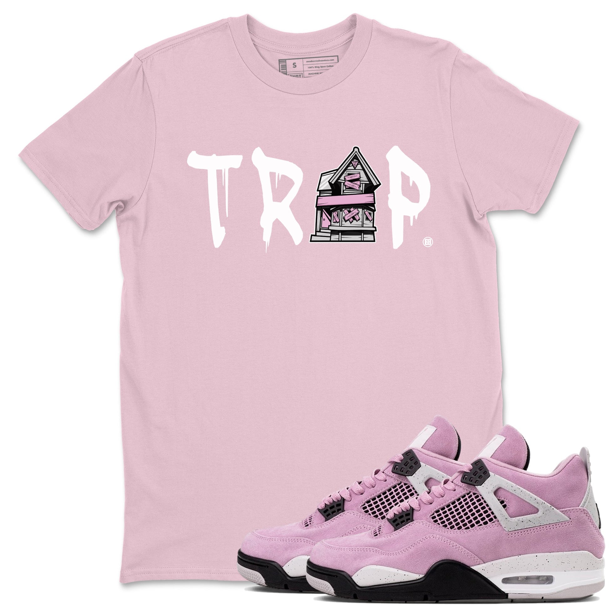4s Retro Orchid shirts to match jordans Trap House sneaker match tees Air Jordan 4 WMNS Orchid match shoes to clothes SNRT Sneaker Tees unisex cotton Pink 1 shirts