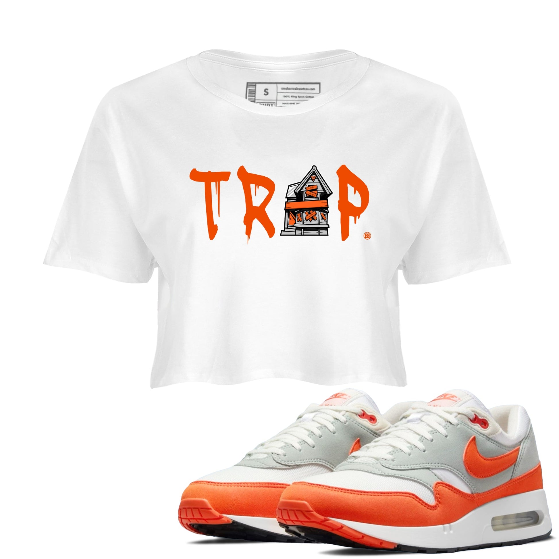 Air Max 1 OG '86 'Summit White and Cosmic Clay shirts to match jordans Trap House sneaker match tees Air Max 1 Cosmic Clay match shoes to clothes SNRT Sneaker Tees unisex cotton White 1 crop tee