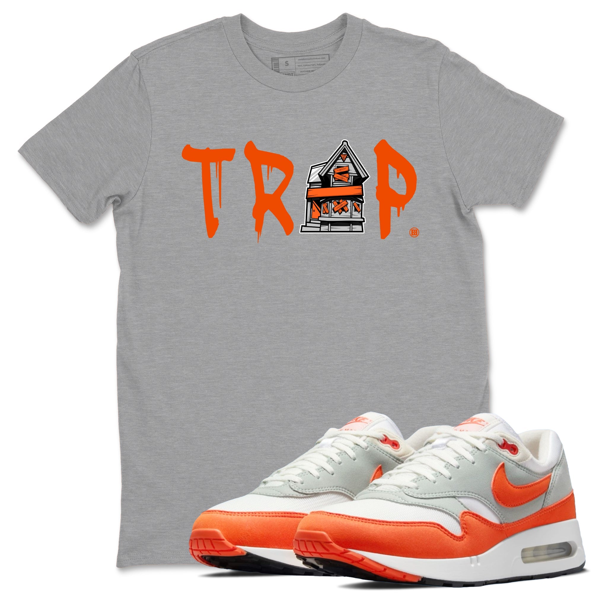 Air Max 1 OG '86 'Summit White and Cosmic Clay shirts to match jordans Trap House sneaker match tees Air Max 1 Cosmic Clay match shoes to clothes SNRT Sneaker Tees unisex cotton Heather Grey 1 shirts