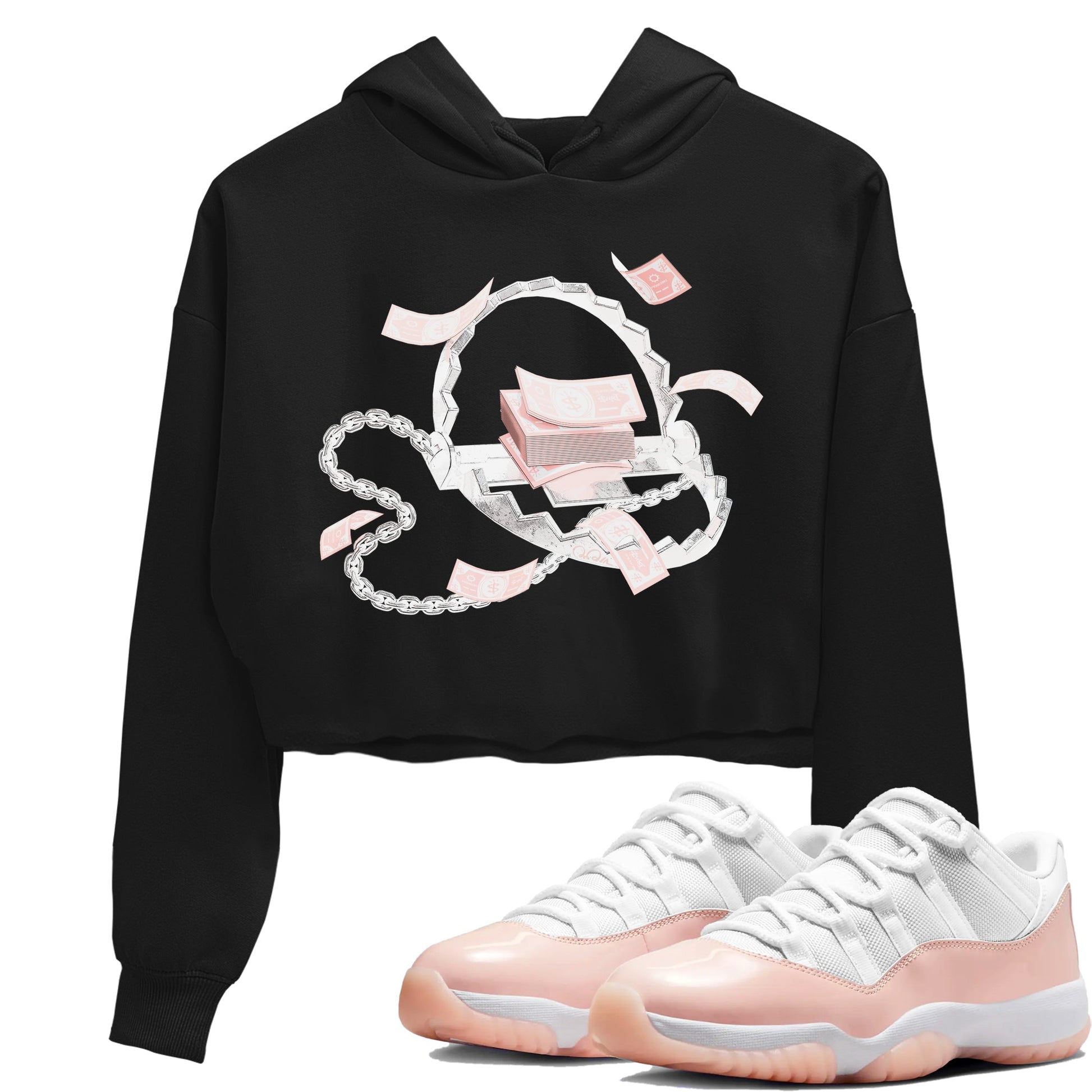 11s Legend Pink shirts to match jordans Trap Money sneaker match tees Air Jordan 11 Legend Pink SNRT Sneaker Tees streetwear brand Black 1 crop tee