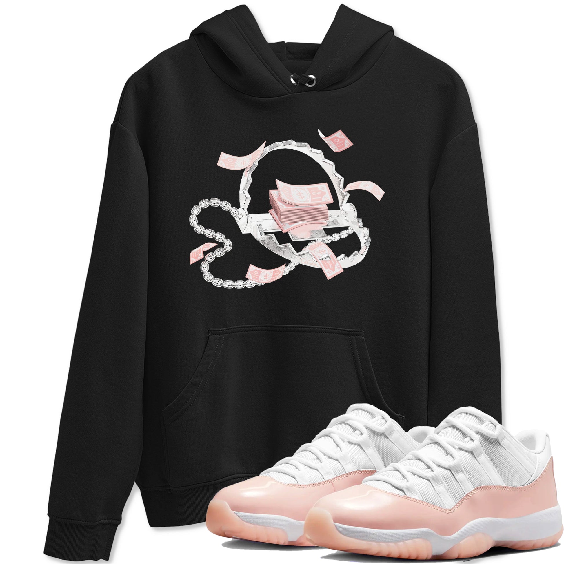 11s Legend Pink shirts to match jordans Trap Money sneaker match tees Air Jordan 11 Legend Pink SNRT Sneaker Tees streetwear brand Black 1 unisex cotton tee