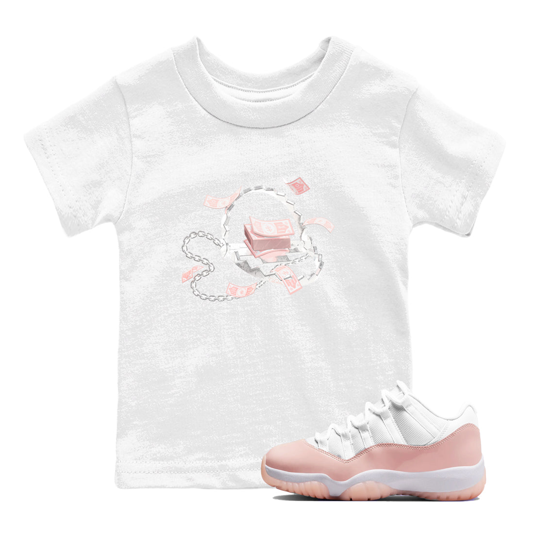 11s Legend Pink shirts to match jordans Trap Money sneaker match tees Air Jordan 11 Legend Pink SNRT Sneaker Tees streetwear brand Baby and Youth White 1 cotton tee
