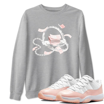 11s Legend Pink shirts to match jordans Trap Money sneaker match tees Air Jordan 11 Legend Pink SNRT Sneaker Tees streetwear brand Heather Grey 1 unisex cotton tee