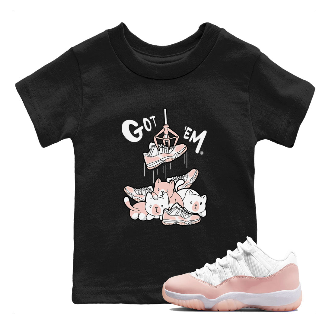 11s Legend Pink shirt to match jordans Treasure Hunter sneaker tees Air Jordan 11 Legend Pink SNRT sneaker release tees baby toddler Black 1 cotton Shirt