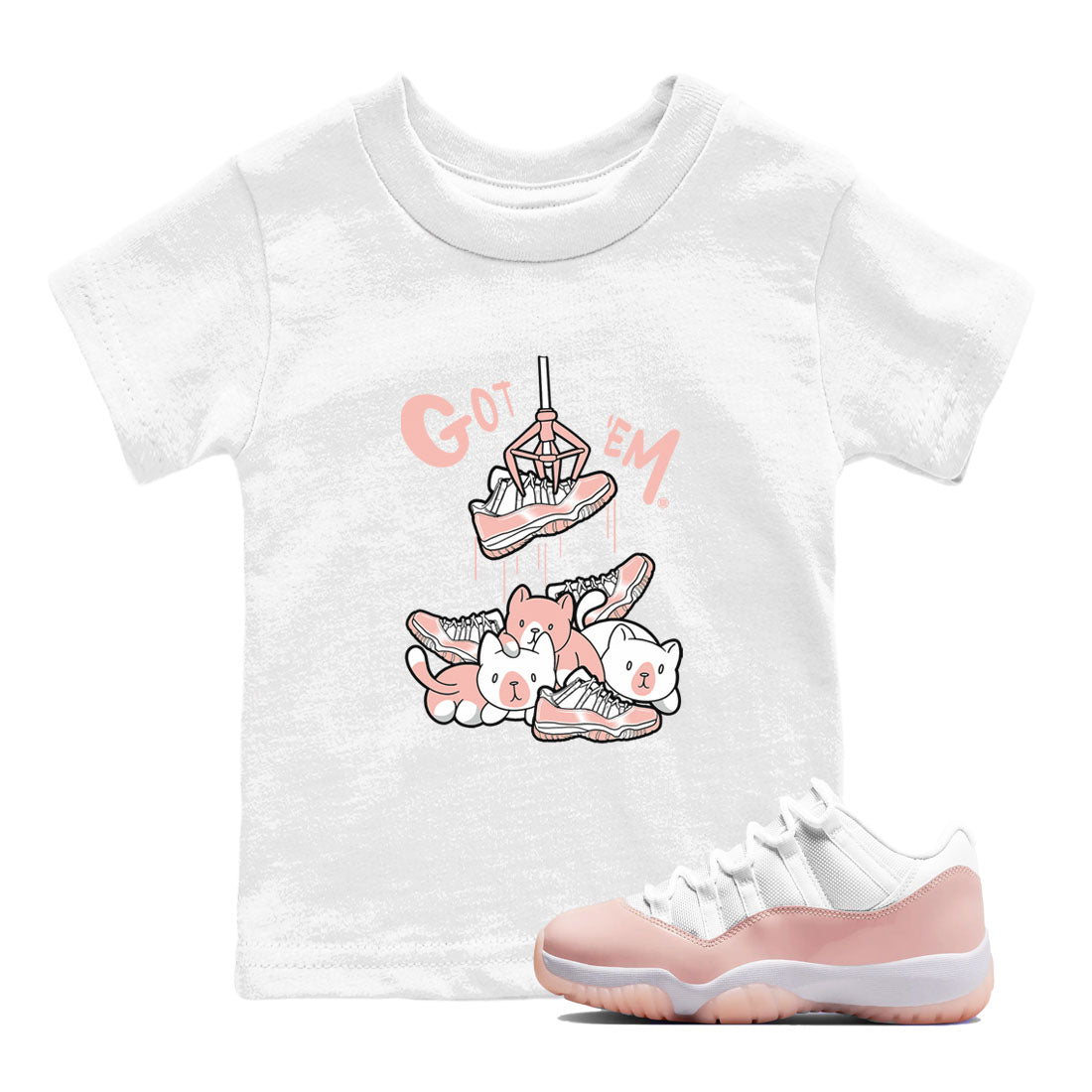 11s Legend Pink shirt to match jordans Treasure Hunter sneaker tees Air Jordan 11 Legend Pink SNRT sneaker release tees baby toddler White 1 cotton Shirt