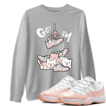 11s Legend Pink shirt to match jordans Treasure Hunter sneaker tees Air Jordan 11 Legend Pink SNRT Sneaker Release Tees unisex cotton Heather Grey 1 crew neck shirt