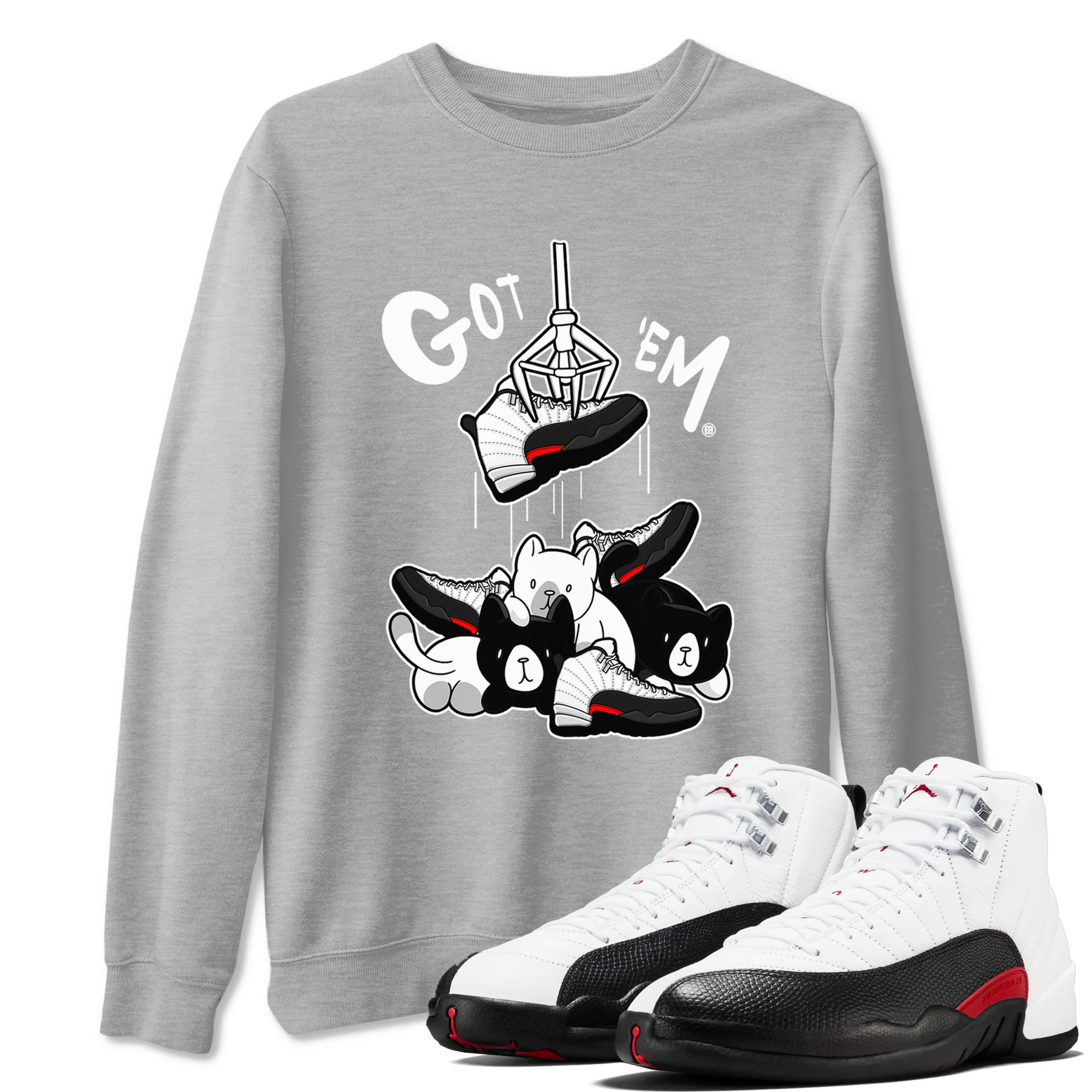 12s Taxi Flip shirt to match jordans Treasure Hunter sneaker tees Air Jordan 12 Taxi Flip SNRT Sneaker Release Tees unisex cotton Heather Grey 1 crew neck shirt