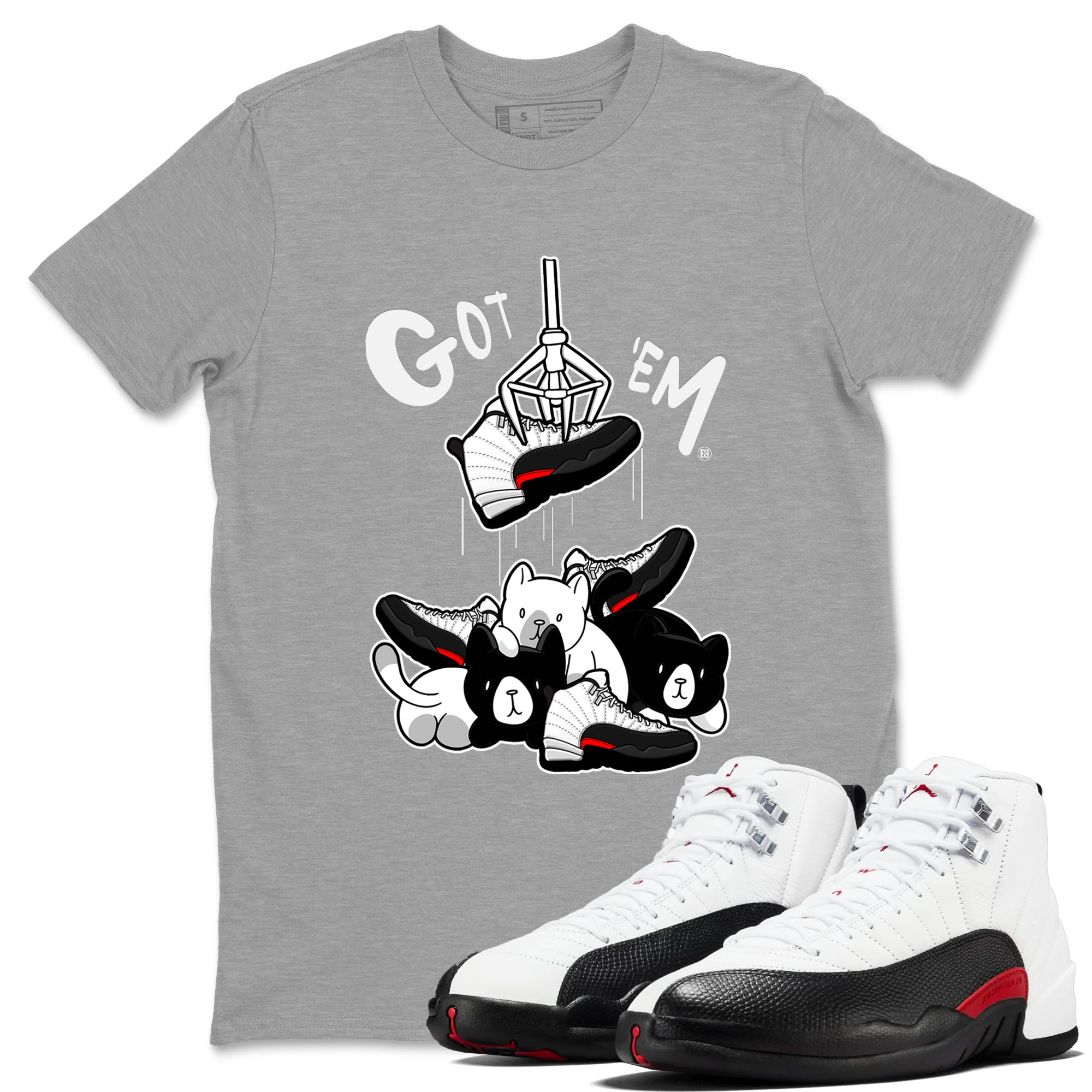 12s Taxi Flip shirt to match jordans Treasure Hunter sneaker tees Air Jordan 12 Taxi Flip SNRT Sneaker Release Tees unisex cotton Heather Grey 1 crew neck shirt