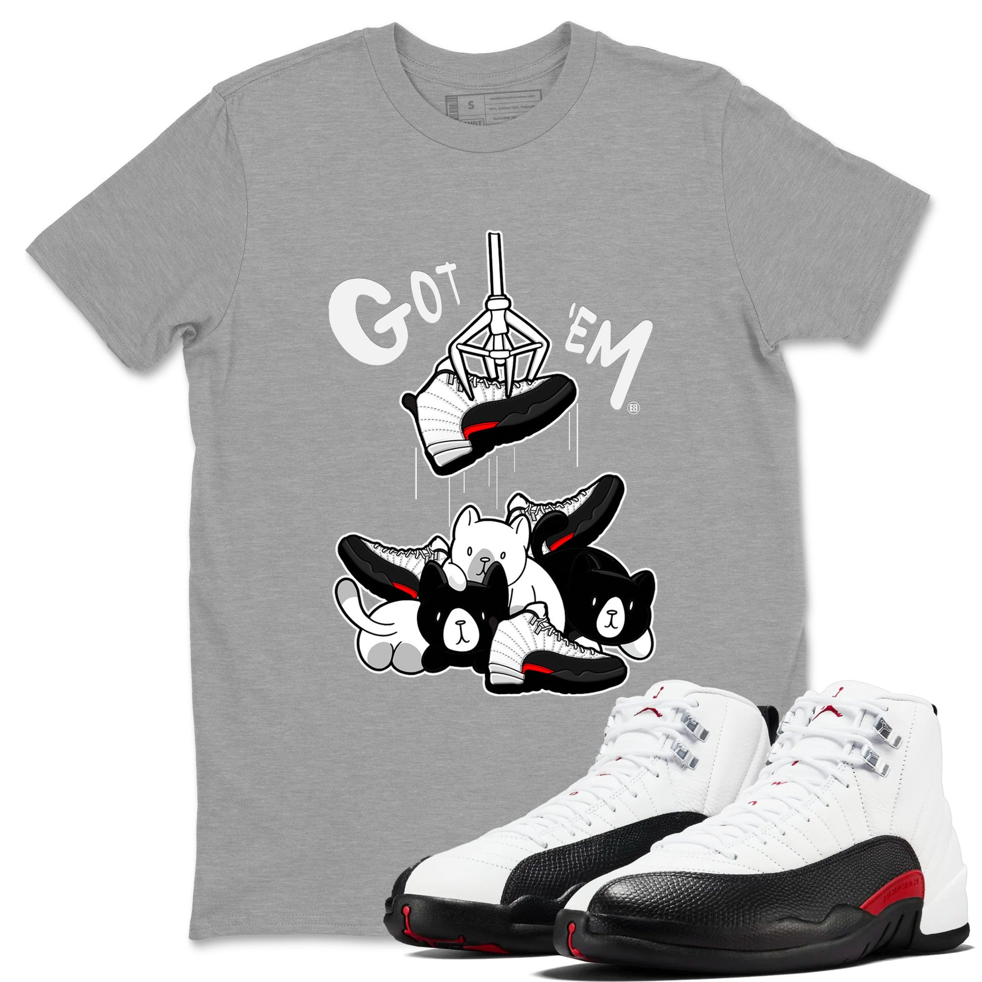 12s Taxi Flip shirt to match jordans Treasure Hunter sneaker tees Air Jordan 12 Taxi Flip SNRT Sneaker Release Tees unisex cotton Heather Grey 1 crew neck shirt