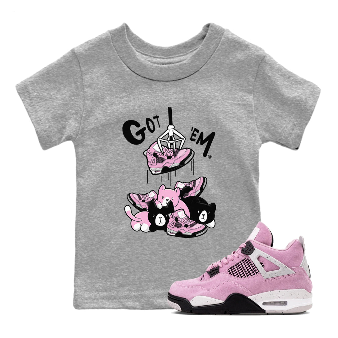 4s Retro Orchid shirts to match jordans Treasure Hunter sneaker match tees Air Jordan 4 WMNS Orchid match shoes to clothes SNRT Sneaker Tees Youth Baby Heather Grey 1 tee
