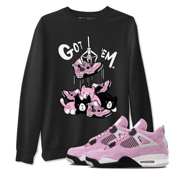 4s Retro Orchid shirts to match jordans Treasure Hunter sneaker match tees Air Jordan 4 WMNS Orchid match shoes to clothes SNRT Sneaker Tees unisex cotton Black 1 shirts