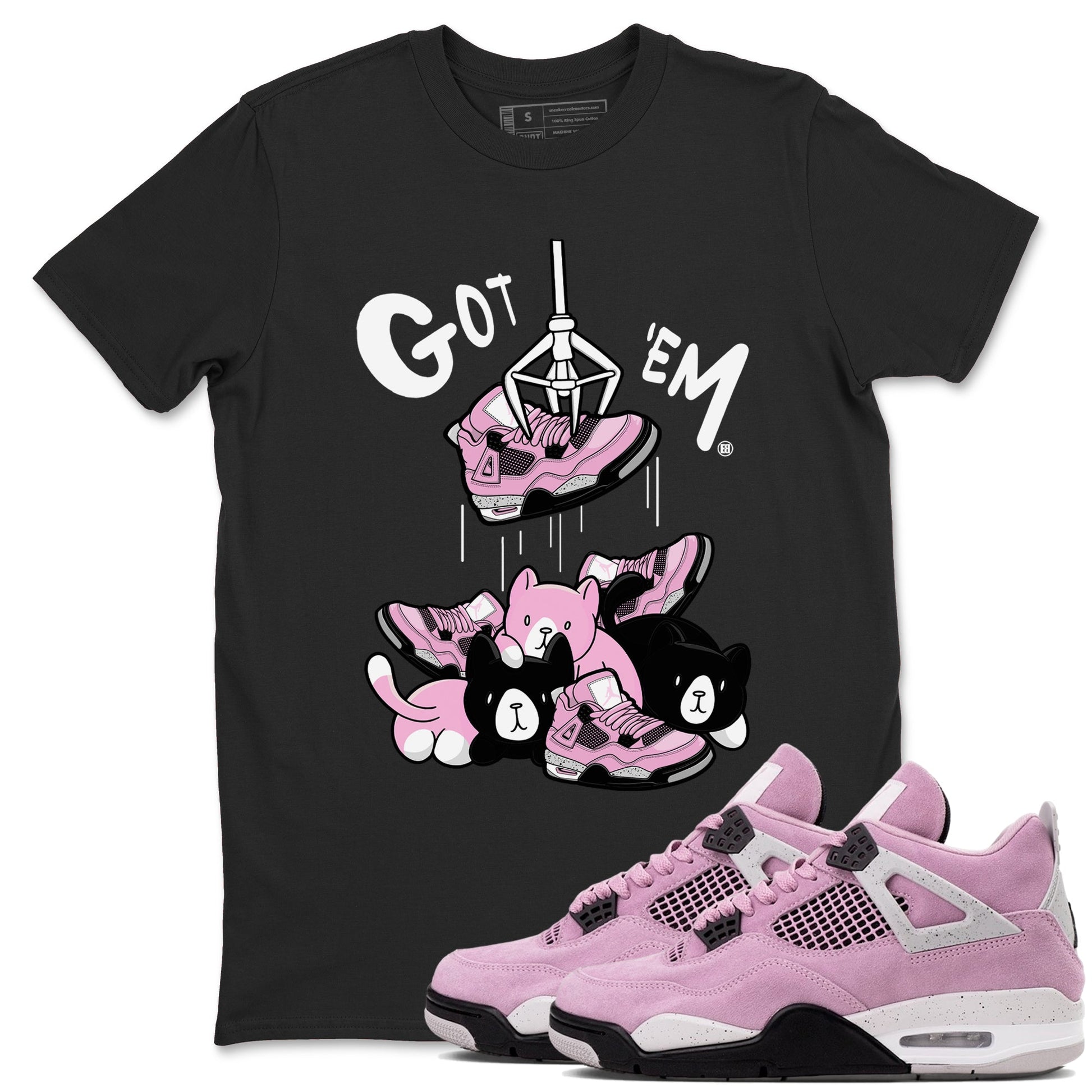 4s Retro Orchid shirts to match jordans Treasure Hunter sneaker match tees Air Jordan 4 WMNS Orchid match shoes to clothes SNRT Sneaker Tees unisex cotton Black 1 shirts