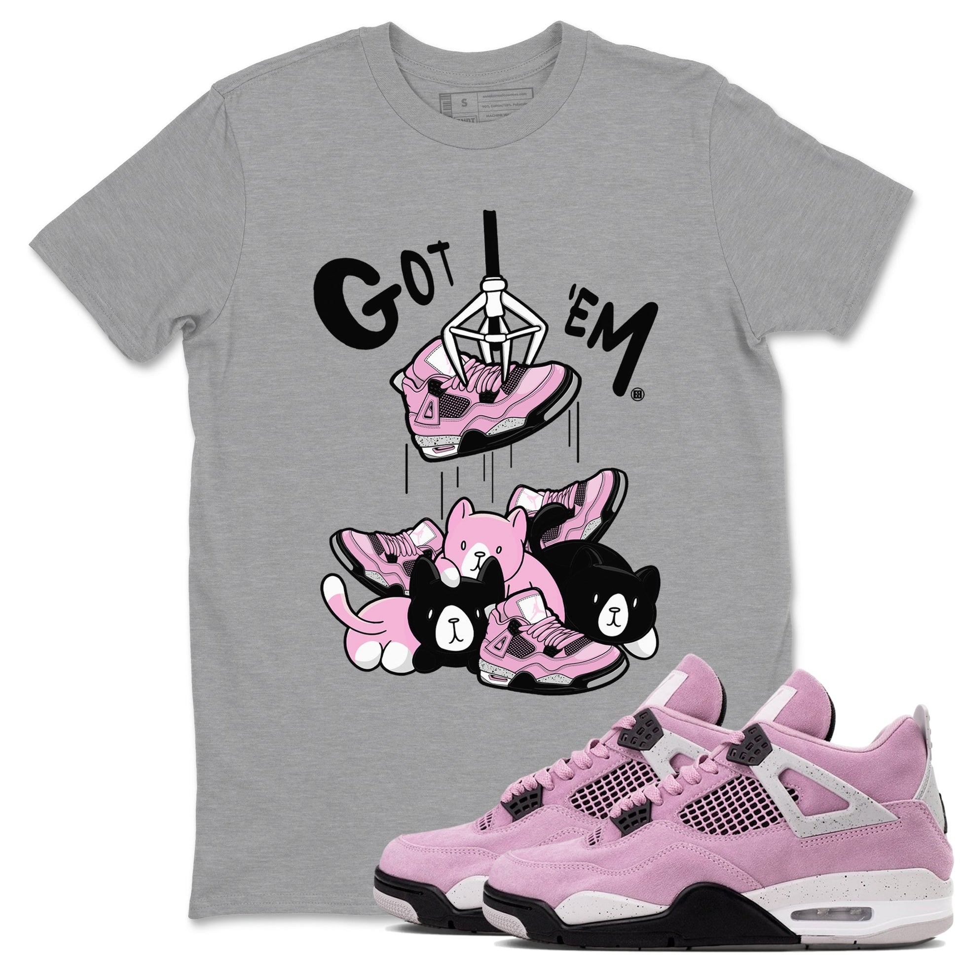4s Retro Orchid shirts to match jordans Treasure Hunter sneaker match tees Air Jordan 4 WMNS Orchid match shoes to clothes SNRT Sneaker Tees unisex cotton Heather Grey 1 shirts
