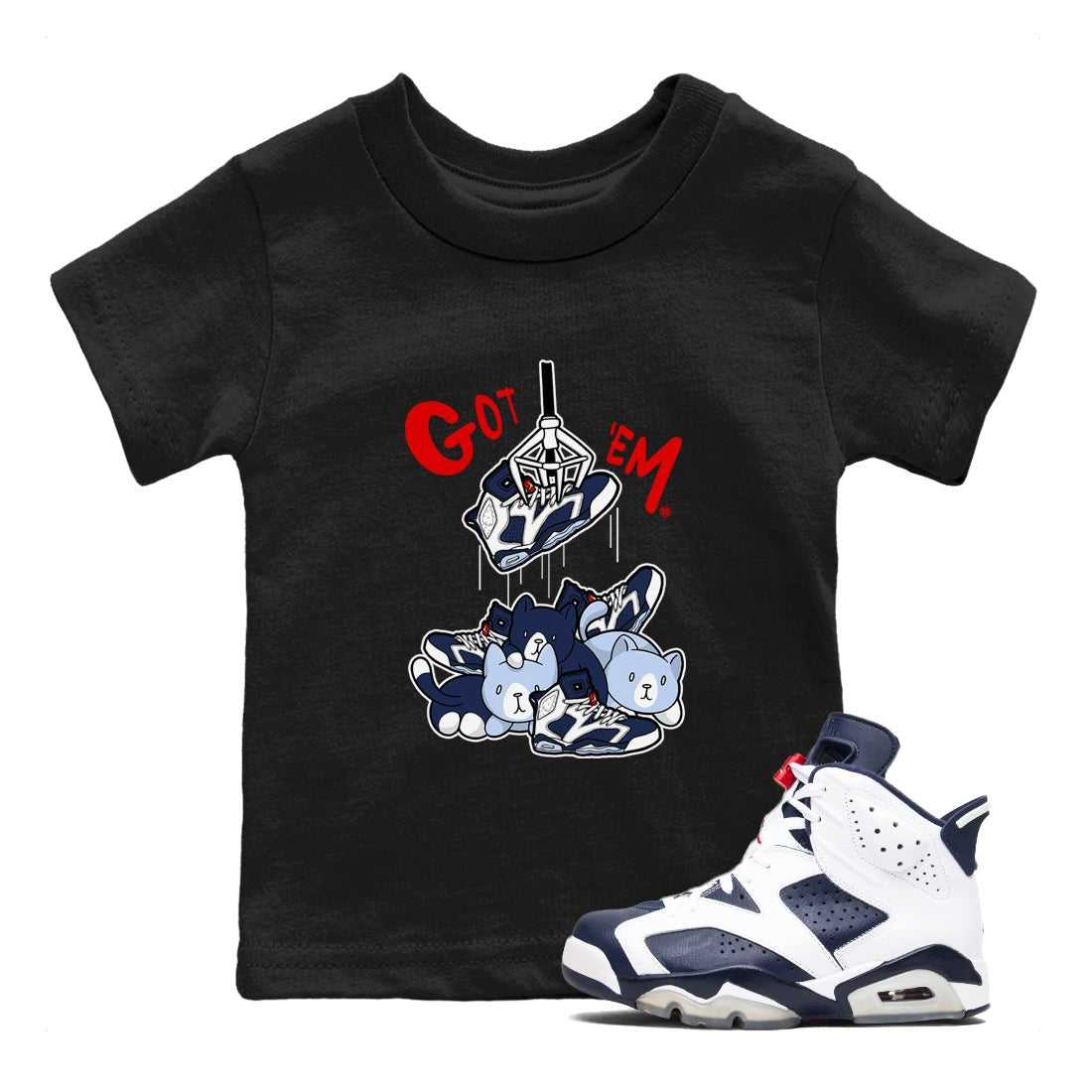 6s White And Midnight Navy shirts to match jordans Treasure Hunter sneaker match tees Air Jordan 6 White And Midnight Navy SNRT Sneaker Tees streetwear brand Baby and Youth Black 1 cotton tee