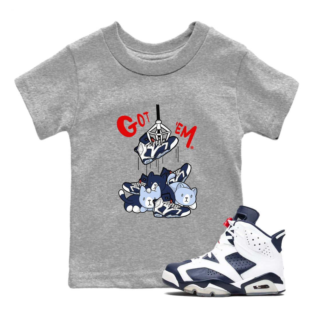 6s White And Midnight Navy shirts to match jordans Treasure Hunter sneaker match tees Air Jordan 6 White And Midnight Navy SNRT Sneaker Tees streetwear brand Baby and Youth Heather Grey 1 cotton tee