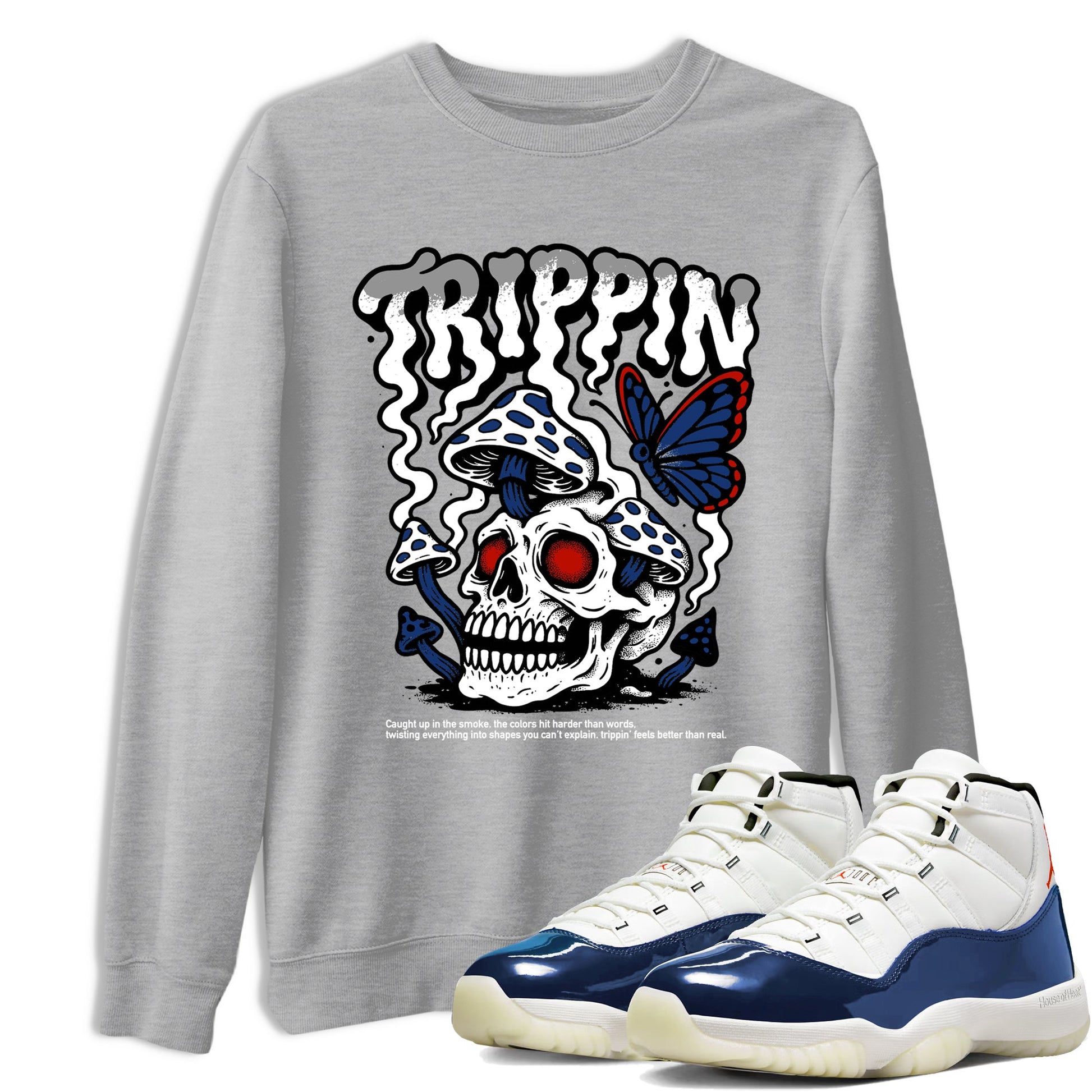 Sneaker match tees – Sneaker Tees To Match Air Jordan 11 Rare Air Shoes – Trippin Tee Heather Grey 1