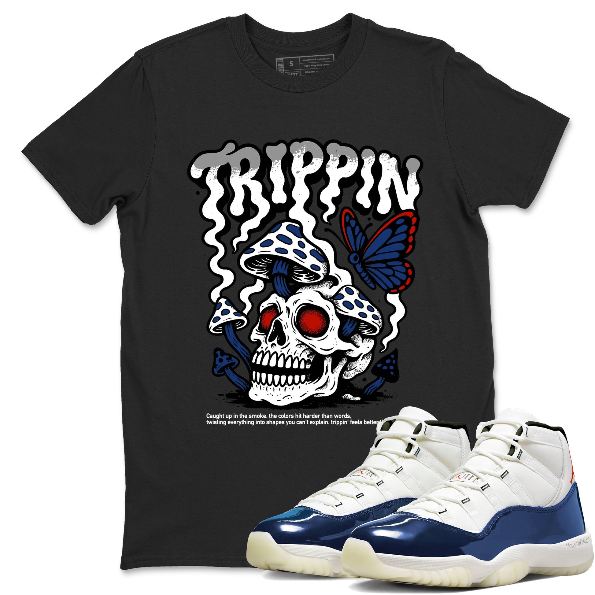 Sneaker match tees – Sneaker Tees To Match Air Jordan 11 Rare Air Shoes – Trippin Tee Black 1
