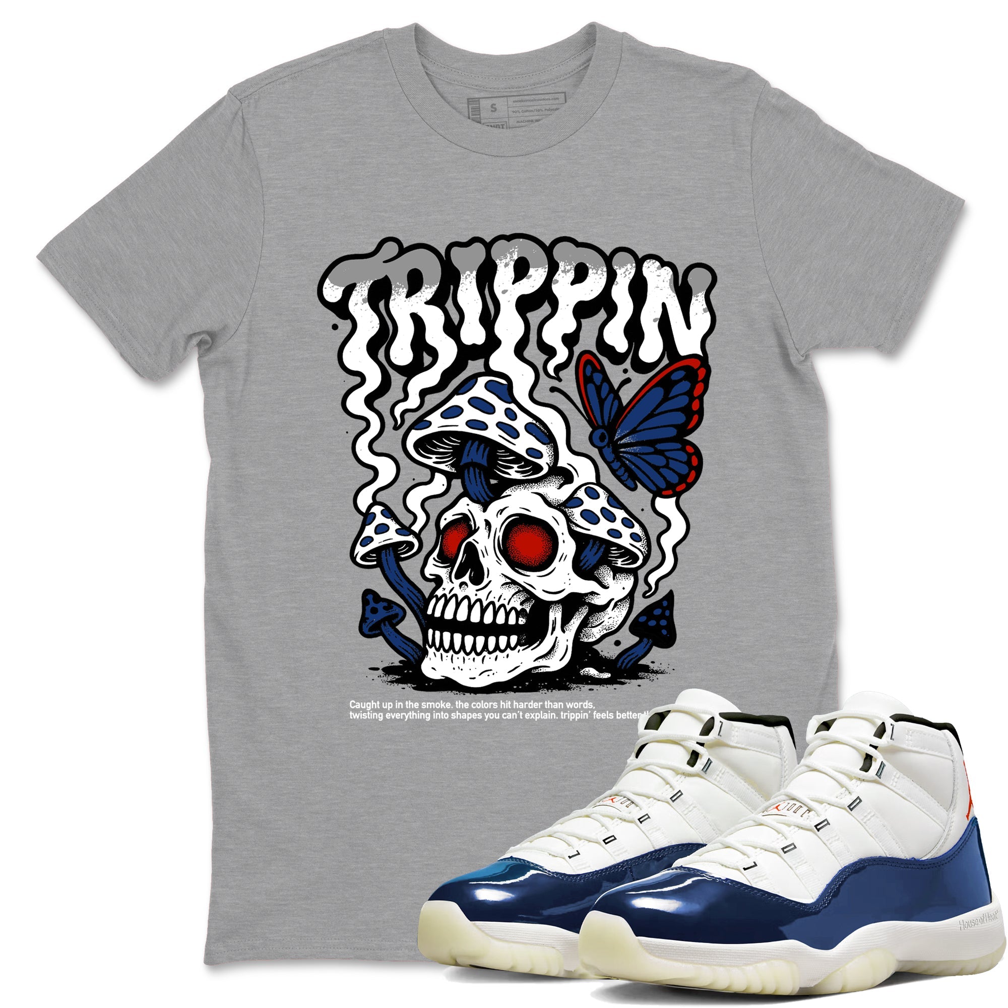 Sneaker match tees – Sneaker Tees To Match Air Jordan 11 Rare Air Shoes – Trippin Tee Heather Grey 1