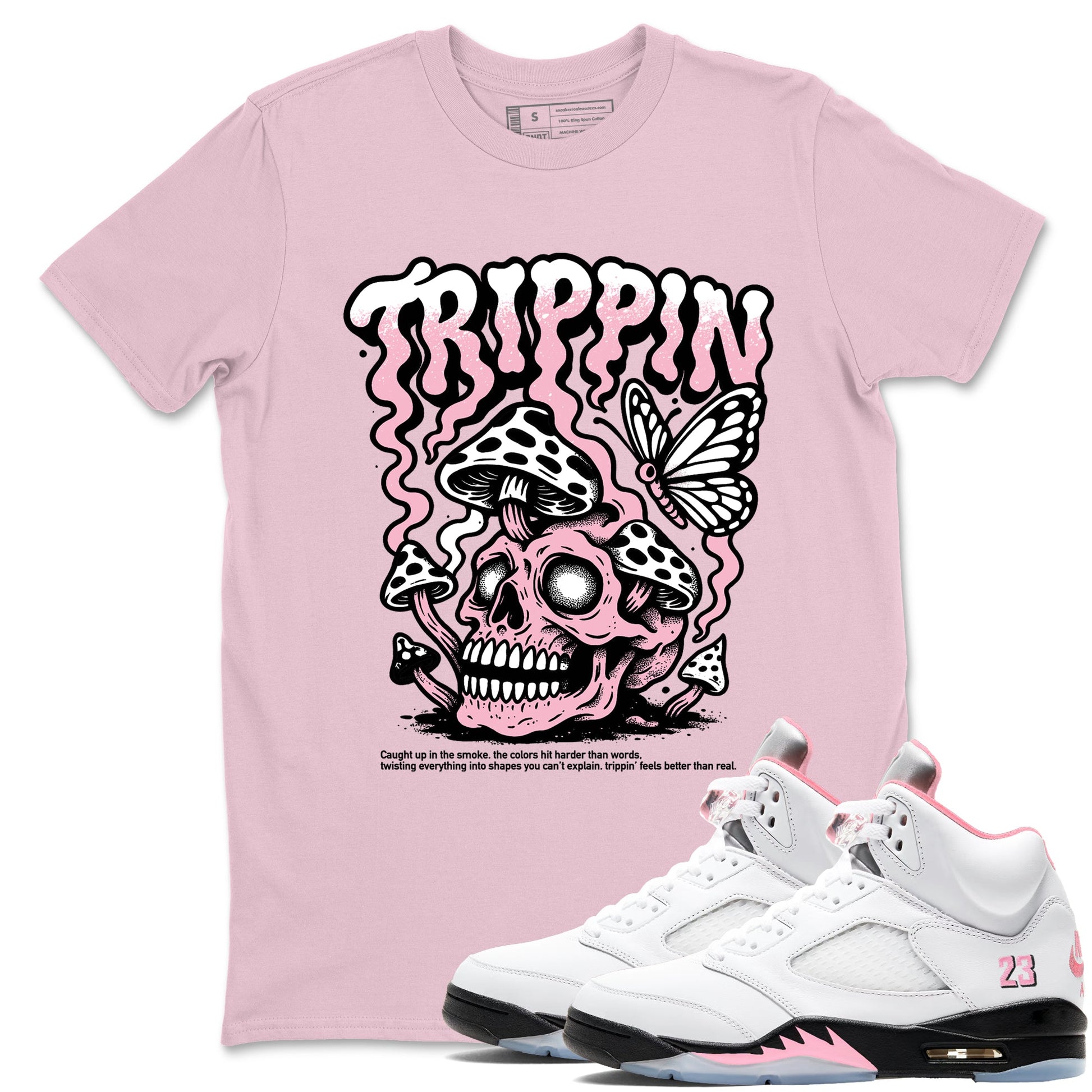 Sneaker match tees – Sneaker Tees To Match Air Jordan 5 35th Anniversary Shoes – Trippin Tee Pink 1